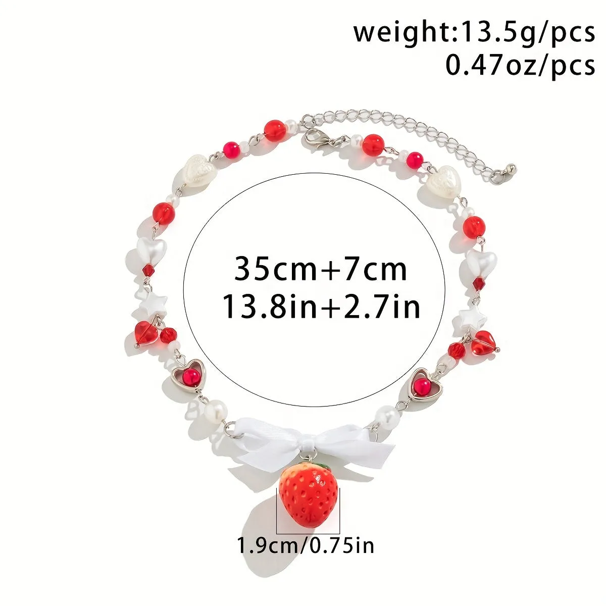 Sweet Strawberry Pendant Beaded Necklace - Perfect Gift for Girls for Summer Parties!