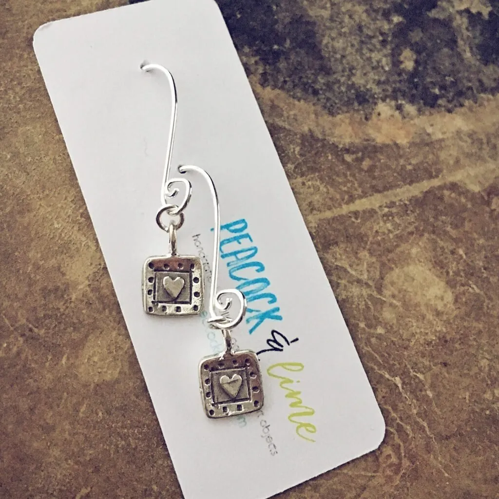 swoon // baby boho sterling silver heart charm earrings