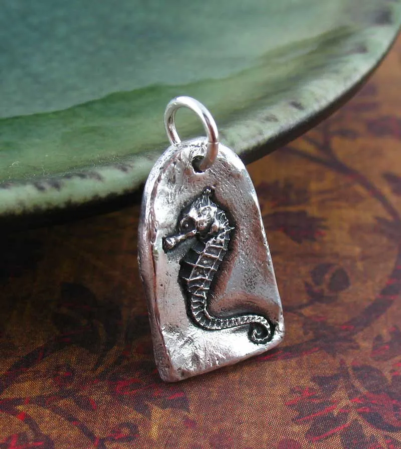 Tablet Seahorse Pendant, 100% Handmade & Cast from a Real Seahorse