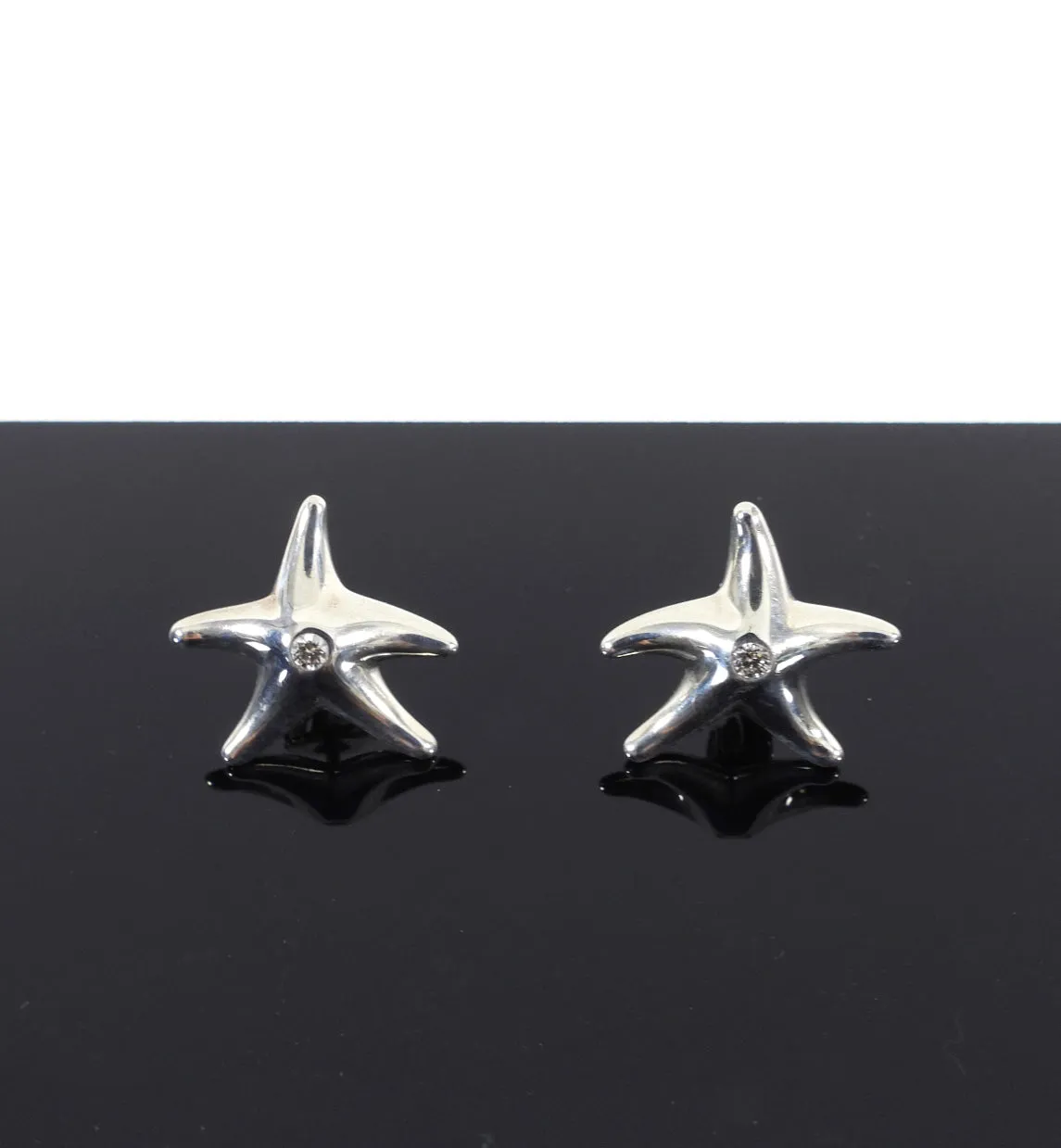 Tiffany &  Co. Elsa Peretti Starfish Silver Diamond Earrings