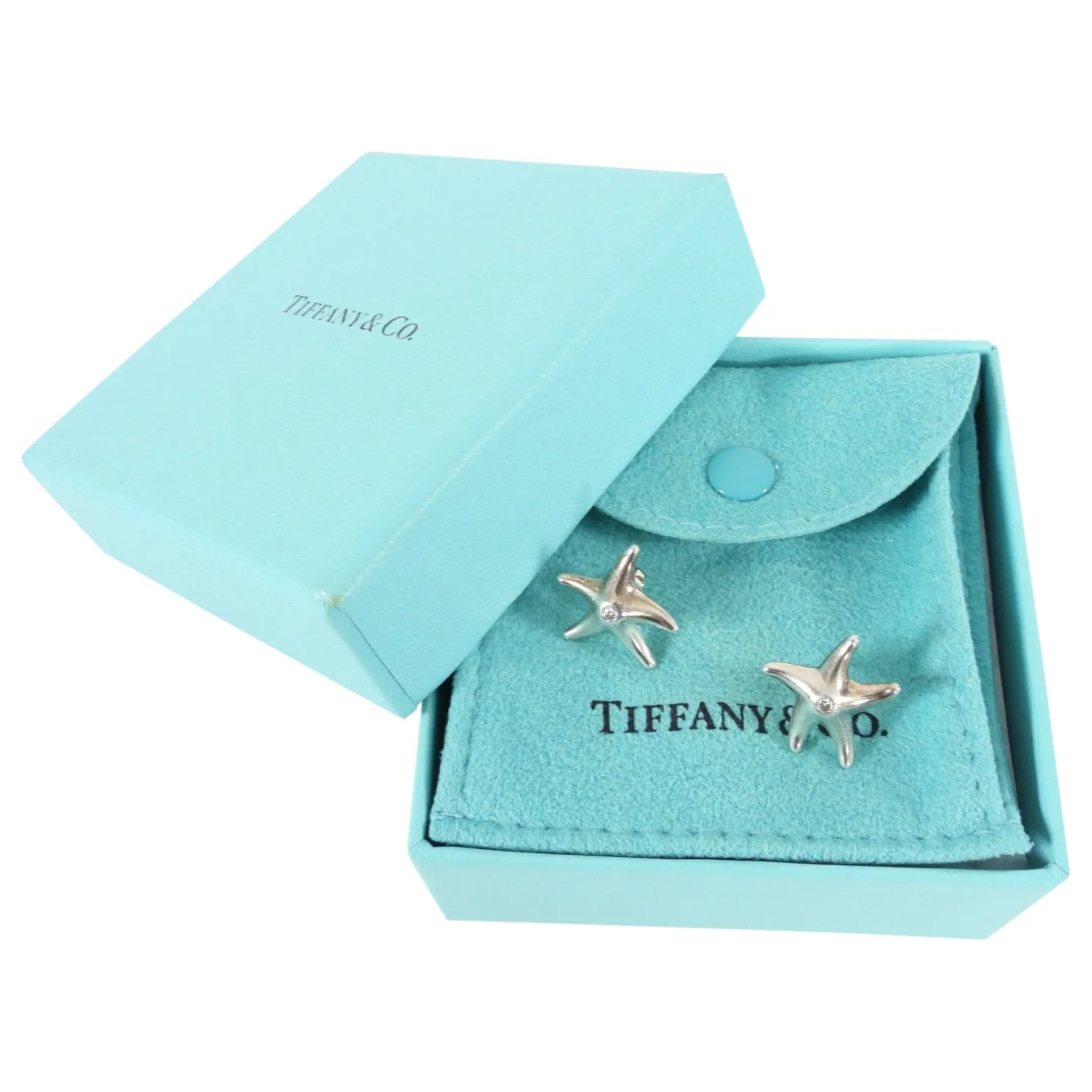 Tiffany &  Co. Elsa Peretti Starfish Silver Diamond Earrings