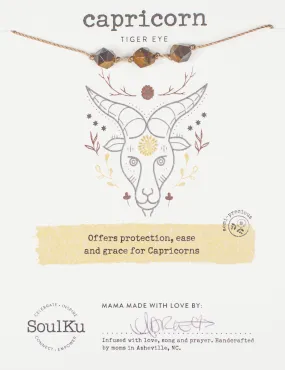 Tiger Eye Zodiac Necklace for Capricorn | 12/22 - 1/19