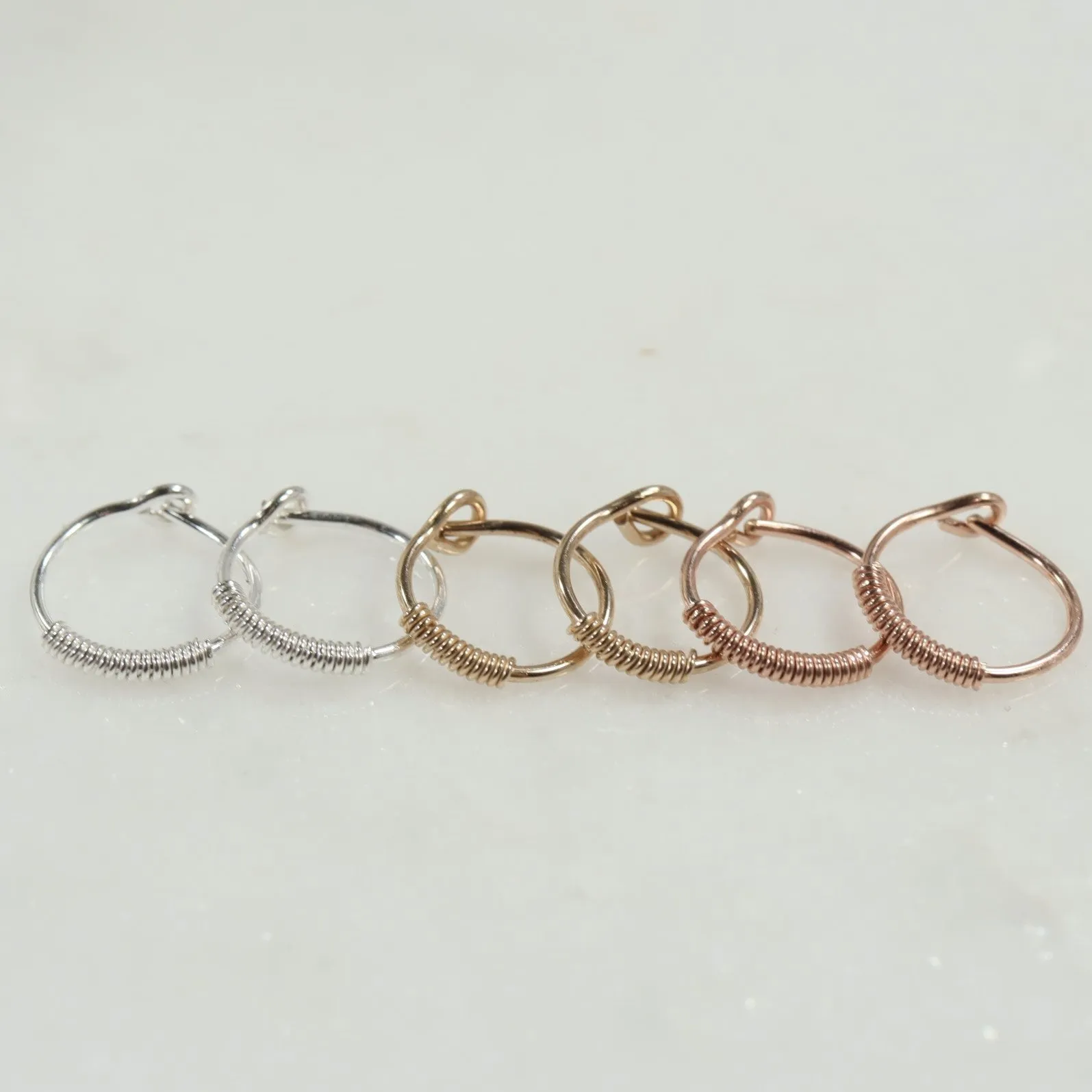 Tiny Hoop Earring Wrapped - Choose Your Diameter, Gauge, Metal