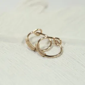 Tiny Hoop Earring Wrapped - Choose Your Diameter, Gauge, Metal