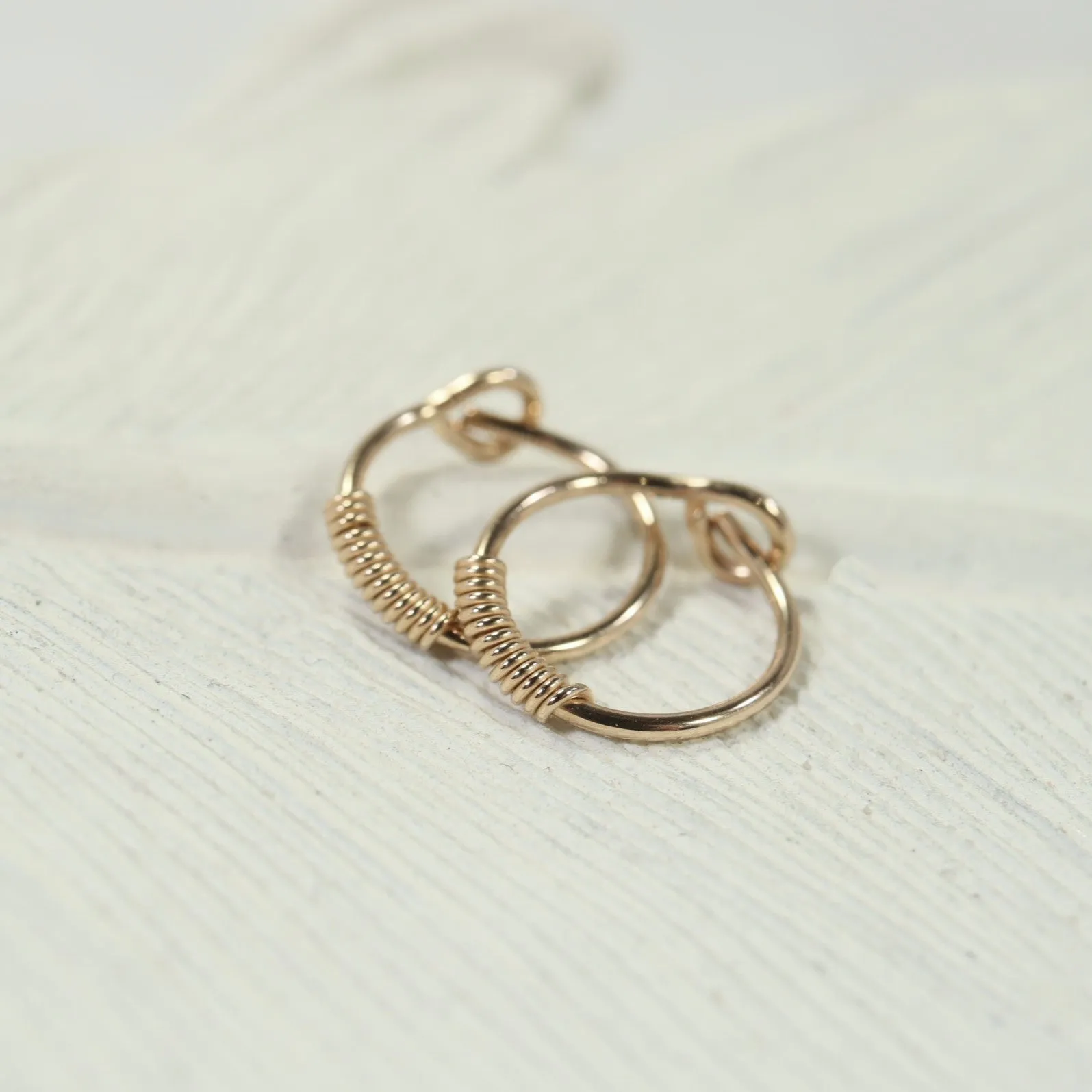 Tiny Hoop Earring Wrapped - Choose Your Diameter, Gauge, Metal