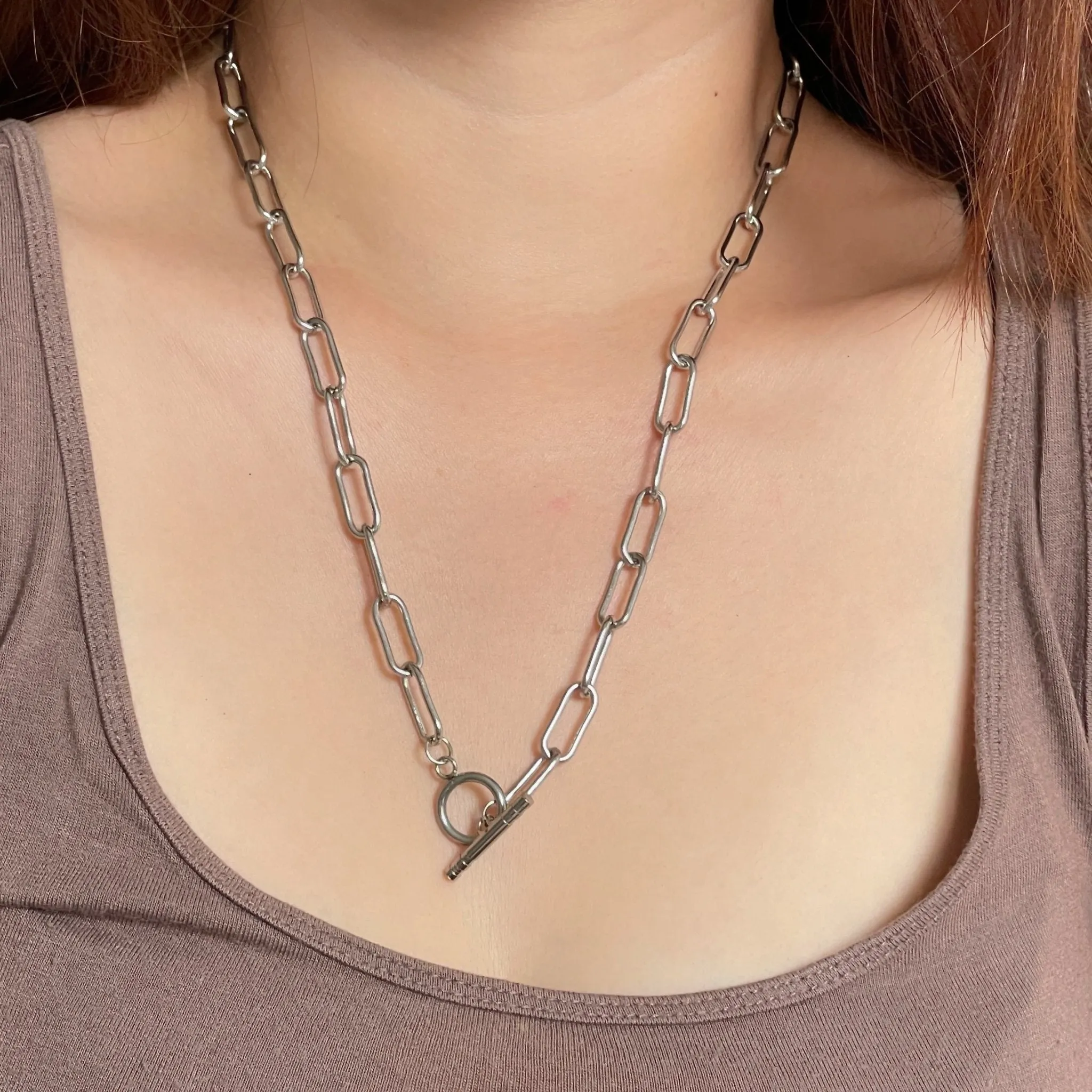 Toggle Link Chain Necklace - Silver