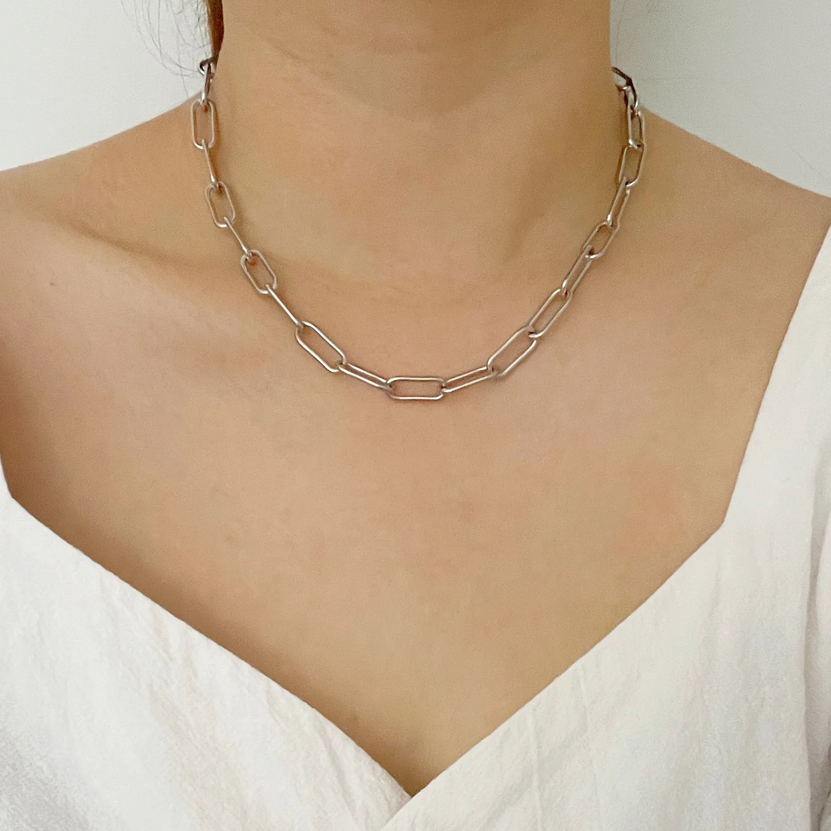 Toggle Link Chain Necklace - Silver