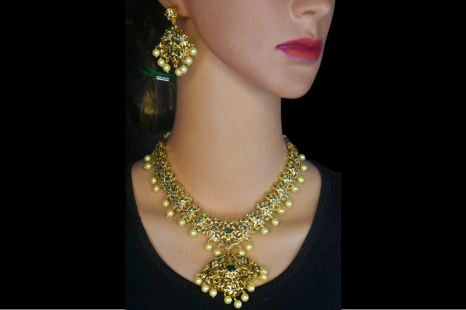 Uncut Diamonds Gold Finished Necklace Set By Asp Fashion Jewellery