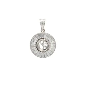 Unisex Round Om Pendant with 22K White Gold & CZ Stones (6gm)