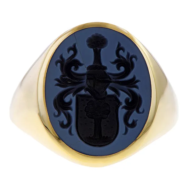 Vintage Coat of Arm Intaglio Ring