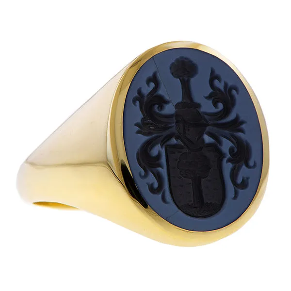 Vintage Coat of Arm Intaglio Ring