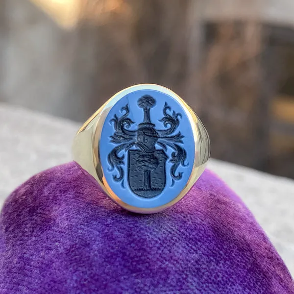 Vintage Coat of Arm Intaglio Ring