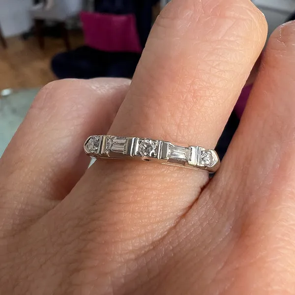 Vintage Round & Baguette Diamond Band