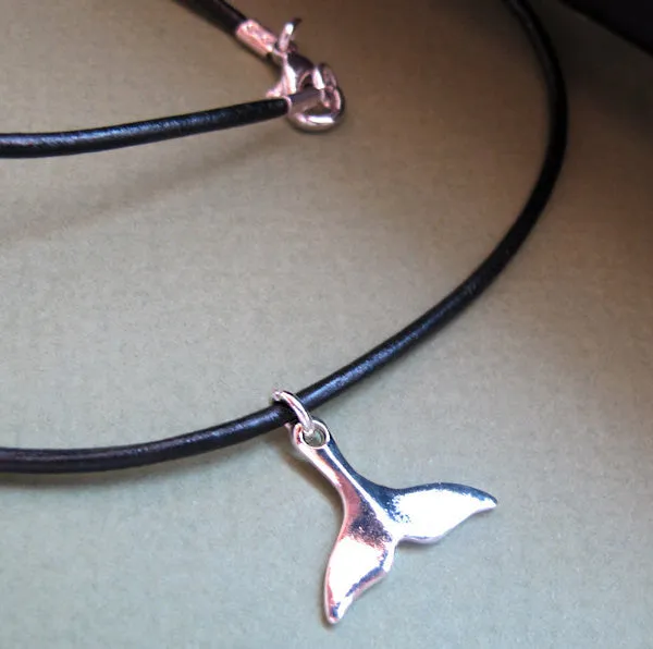 Whale Tail Pendant Cord Necklace for Men