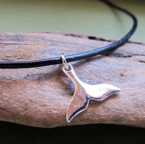 Whale Tail Pendant Cord Necklace for Men