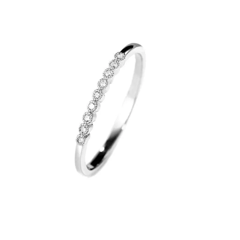 White Gold Plated 9 Stone Moissanite Anniversary Ring 0.04ct