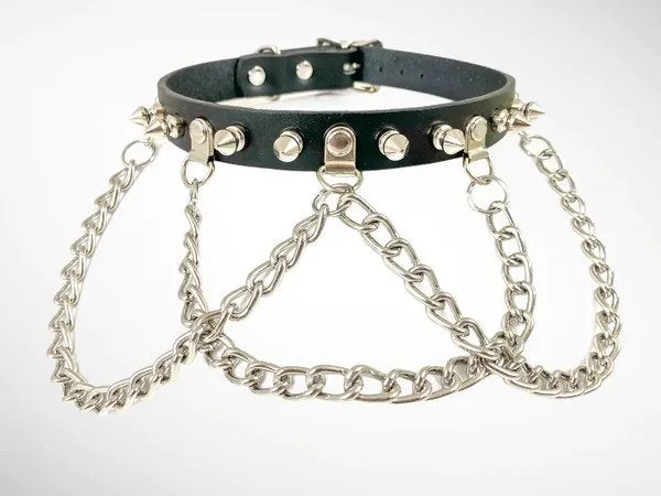 Wide Chain Spike Choker