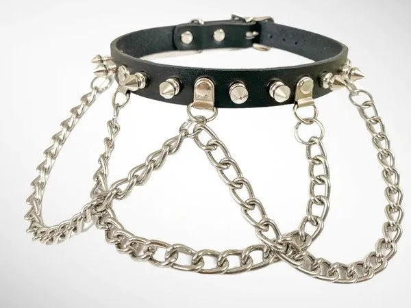 Wide Chain Spike Choker