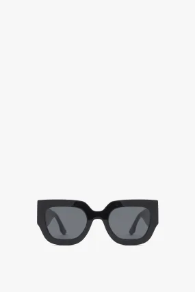 Wide Flat Square Sunglasses in Black