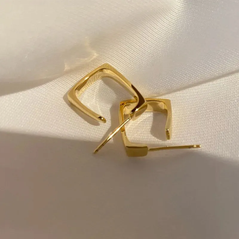 Women Exquisite Square Earrings Gold Color Circle Hoop Geometric Earrings for Girls Luxury 2022 New Fashion Pendients Jewelry