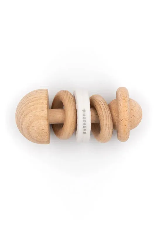 Wood and Silicone Rattle - White